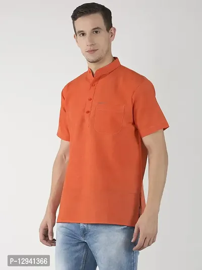 RIAG Men's Half Sleeves Orange Short Kurta-thumb2