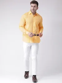 KHADIO Men's Linen H1 Full Shirt Yellow-thumb3