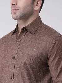 RIAG Men's Linen P1 Full Shirt Brown-thumb4