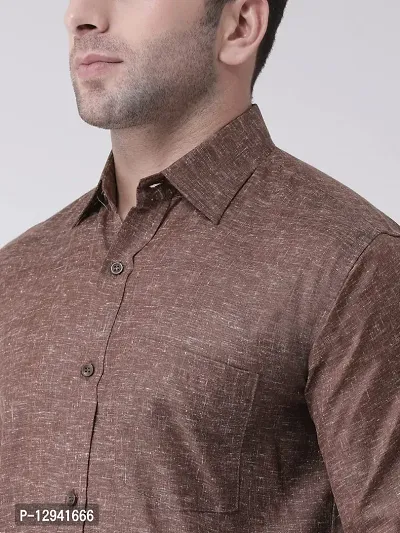 RIAG Men's Linen P1 Full Shirt Brown-thumb5