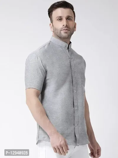 RIAG Men's Chinese Neck Half Sleeves Grey Shirt-thumb3