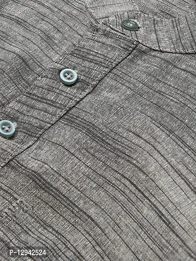 RIAG Men's Half Sleeves Clay Grey Textured Short Kurta-thumb2