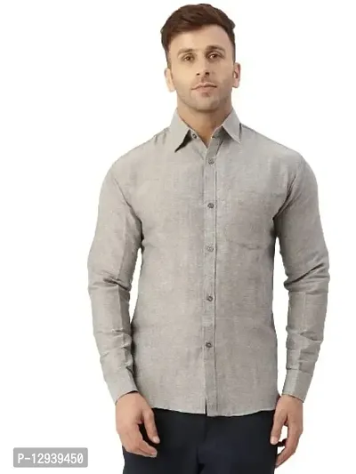 KHADIO Men's Grey Full Shirt