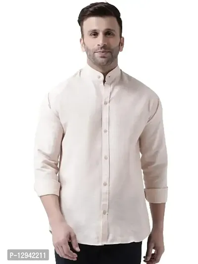 Khadio Men's Full Sleeves Beige Shirt