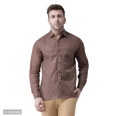 RIAG Men's Linen P1 Full Shirt Brown