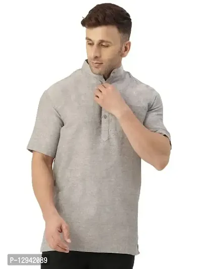 RIAG Men's Half Sleeves Grey 1 Short Kurta