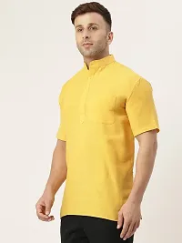 RIAG Men's Half Sleeves Mustard Yellow 1 Short Kurta-thumb2