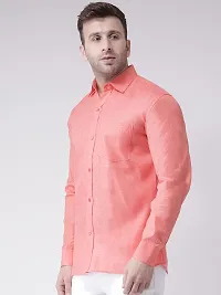KHADIO Men's Linen B1 Full Shirt Orange-thumb1