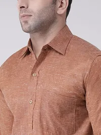 RIAG Men's Linen E1 Full Shirt Brown-thumb4