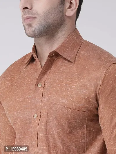 RIAG Men's Linen E1 Full Shirt Brown-thumb5