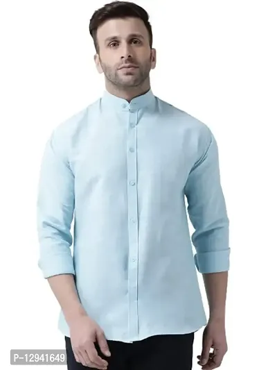 RIAG Men's Chinese Neck Full Sleeves Sky Blue Shirt