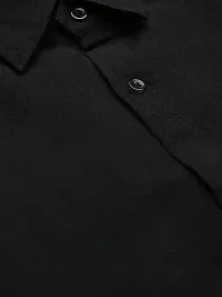 KHADIO Men's Black Full Shirt-thumb1