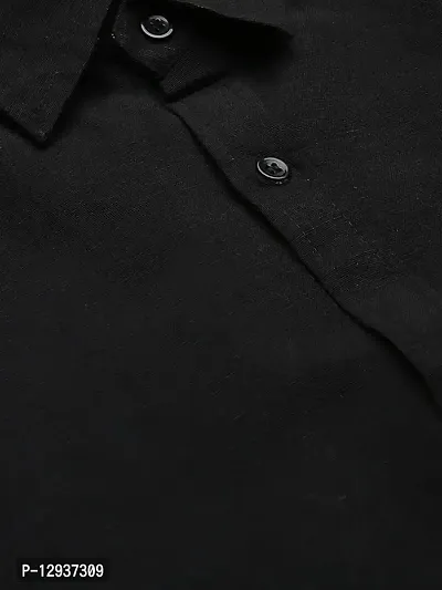 KHADIO Men's Black Full Shirt-thumb2