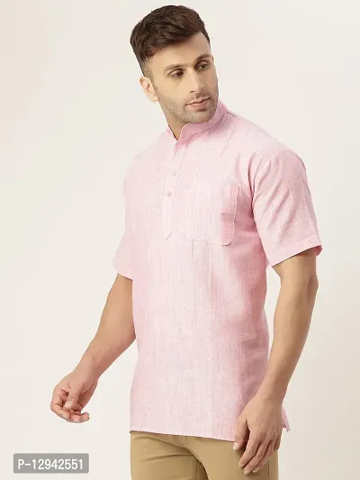 RIAG Men's Half Sleeves Pink 1 Textured Short Kurta-thumb3