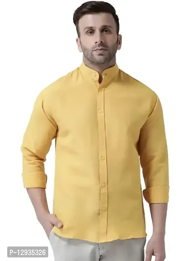 Khadio Men's Full Sleeves Mustard Yellow Shirt
