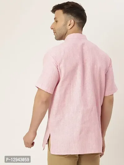 RIAG Men's Half Sleeves Pink 1 Textured Short Kurta-thumb4