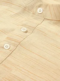 RIAG Men's Half Sleeves Beige Textured Short Kurta-thumb1