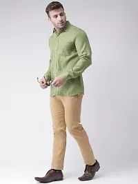 KHADIO Men's Linen Q1 Full Shirt Green-thumb3