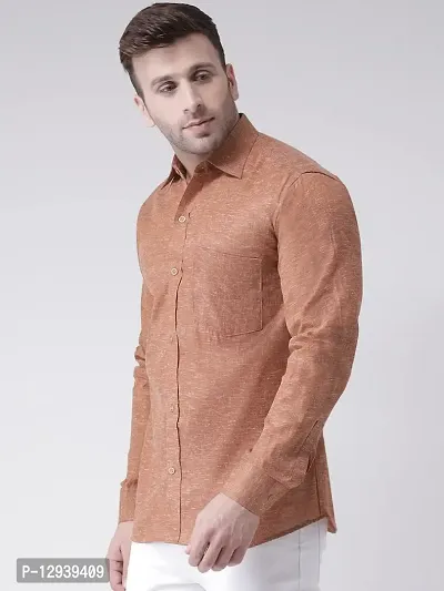 RIAG Men's Linen E1 Full Shirt Brown-thumb2