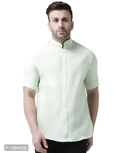 RIAG Men's Chinese Neck Half Sleeves Paroot Green Shirt