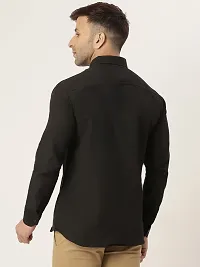 KHADIO Men's Black Full Shirt-thumb3