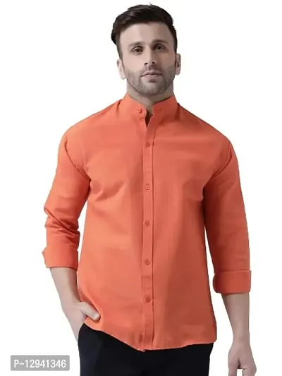 Khadio Men's Full Sleeves Orange Shirt