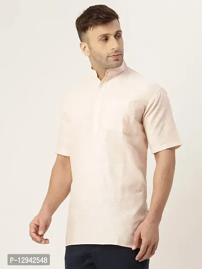 RIAG Men's Half Sleeves Peach 1 Short Kurta-thumb3