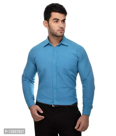 Khadio Men's Full Sleeves Firozi Shirt Blue-thumb0