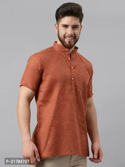 Riag Mens Half Sleeves Self Design Kurta-thumb5