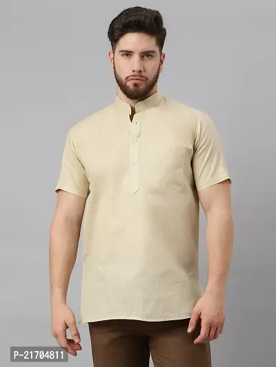 Riag Mens Half Sleeves Self Design Kurta