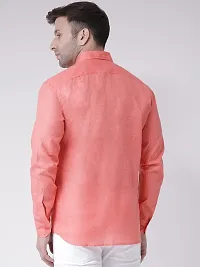 KHADIO Men's Linen B1 Full Shirt Orange-thumb2