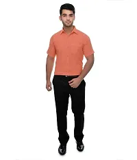 KHADIO Men's Half Sleeves Orange Shirt-thumb2