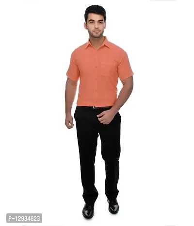 KHADIO Men's Half Sleeves Orange Shirt-thumb3