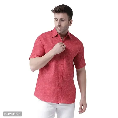 RIAG Men's Casual Linen C1 Half Sleeves Shirt Red