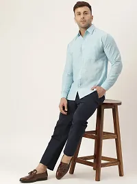 KHADIO Men's Sky Blue Full Shirt-thumb4