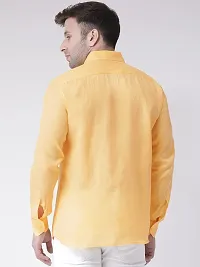 KHADIO Men's Linen H1 Full Shirt Yellow-thumb2