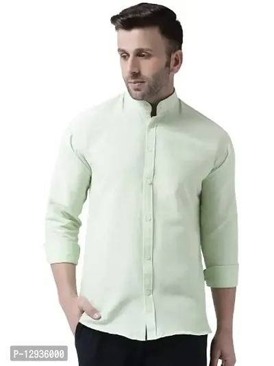 RIAG Men's Chinese Neck Full Sleeves Paroot Green Shirt