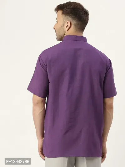 RIAG Men's Half Sleeves Purple 1 Short Kurta-thumb4