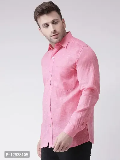 KHADIO Men's Linen S1 Full Shirt Pink-thumb2