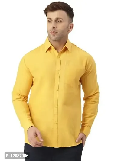 KHADIO Men's Mustard Full Shirt-thumb0