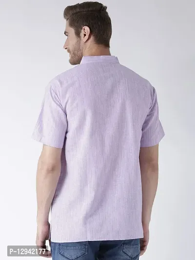 RIAG Men's Half Sleeves Purple Textured Short Kurta-thumb3
