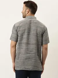 RIAG Men's Half Sleeves Clay Grey Textured Short Kurta-thumb3