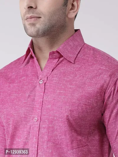 KHADIO Men's Linen K1 Half Shirt Purple-thumb5