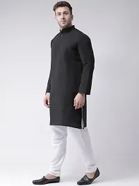 Stylish Fancy Cotton Blend Solid Kurta And Bottom Sets For Men-thumb1