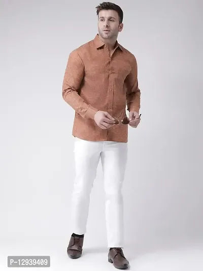 RIAG Men's Linen E1 Full Shirt Brown-thumb4