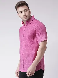 KHADIO Men's Linen K1 Half Shirt Purple-thumb1