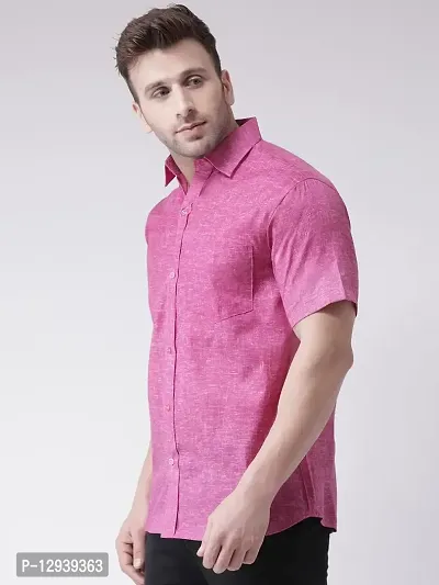 KHADIO Men's Linen K1 Half Shirt Purple-thumb2
