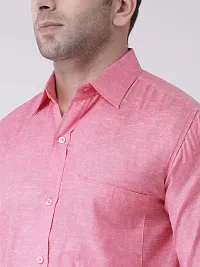 KHADIO Men's Linen S1 Full Shirt Pink-thumb4