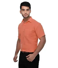 KHADIO Men's Half Sleeves Orange Shirt-thumb1