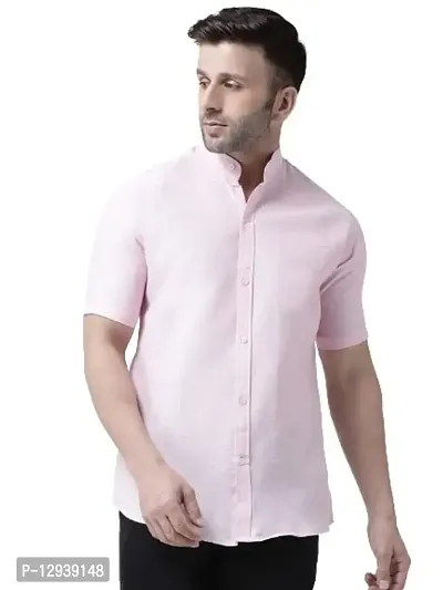 RIAG Men's Chinese Neck Half Sleeves Pink Shirt